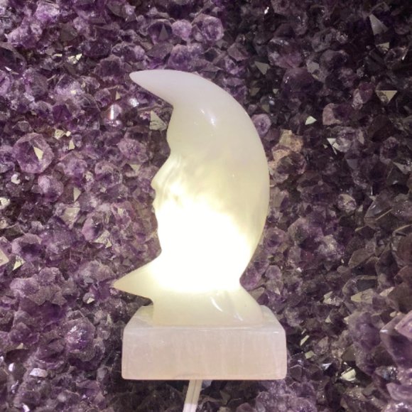 Onyx Moon Lamp, Boho Decor, Office Decor, Lighting Fixture, Unique Lighting - Picture 1 of 6
